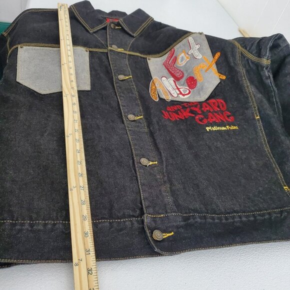 Platinum Fubu Mens Fat Albert Junkyard Gang Black Denim Jean Jacket Size 3X - Picture 10 of 11